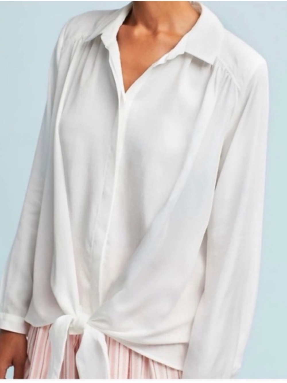 Maeve Anthropologie White Tie Front Button down Shirt